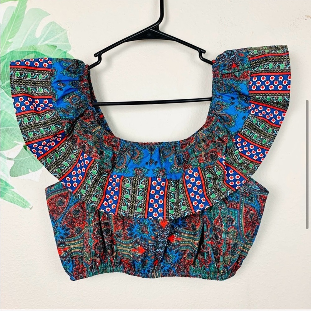 NEW J. Crew Flutter Sleeve Bohemian Crop Top size XS